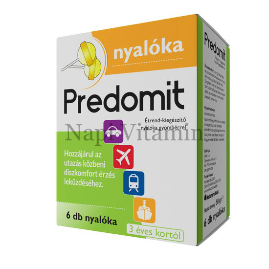 Predomit Étrend-kiegészítő nyalóka gyömbérrel 6x